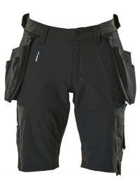 Stretch Shorts mit Hängetaschen in Schwarz